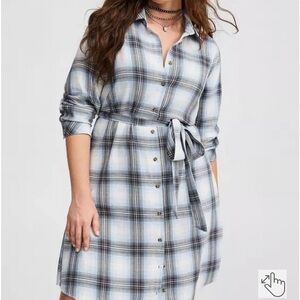 Torrid Plaid Belted Shirt Dress.  NWT! 00, 10, M-L.